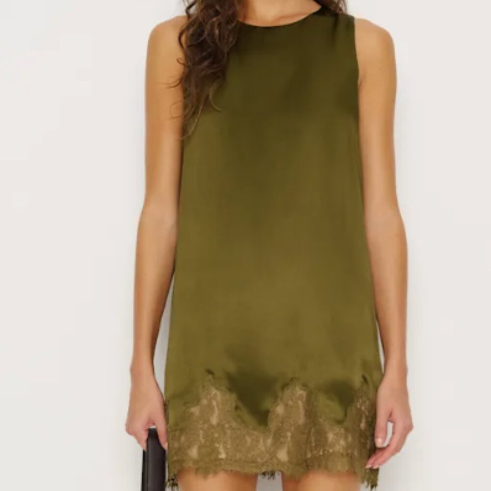 Reformation Jessalyn Silk Dress Green - Size XS